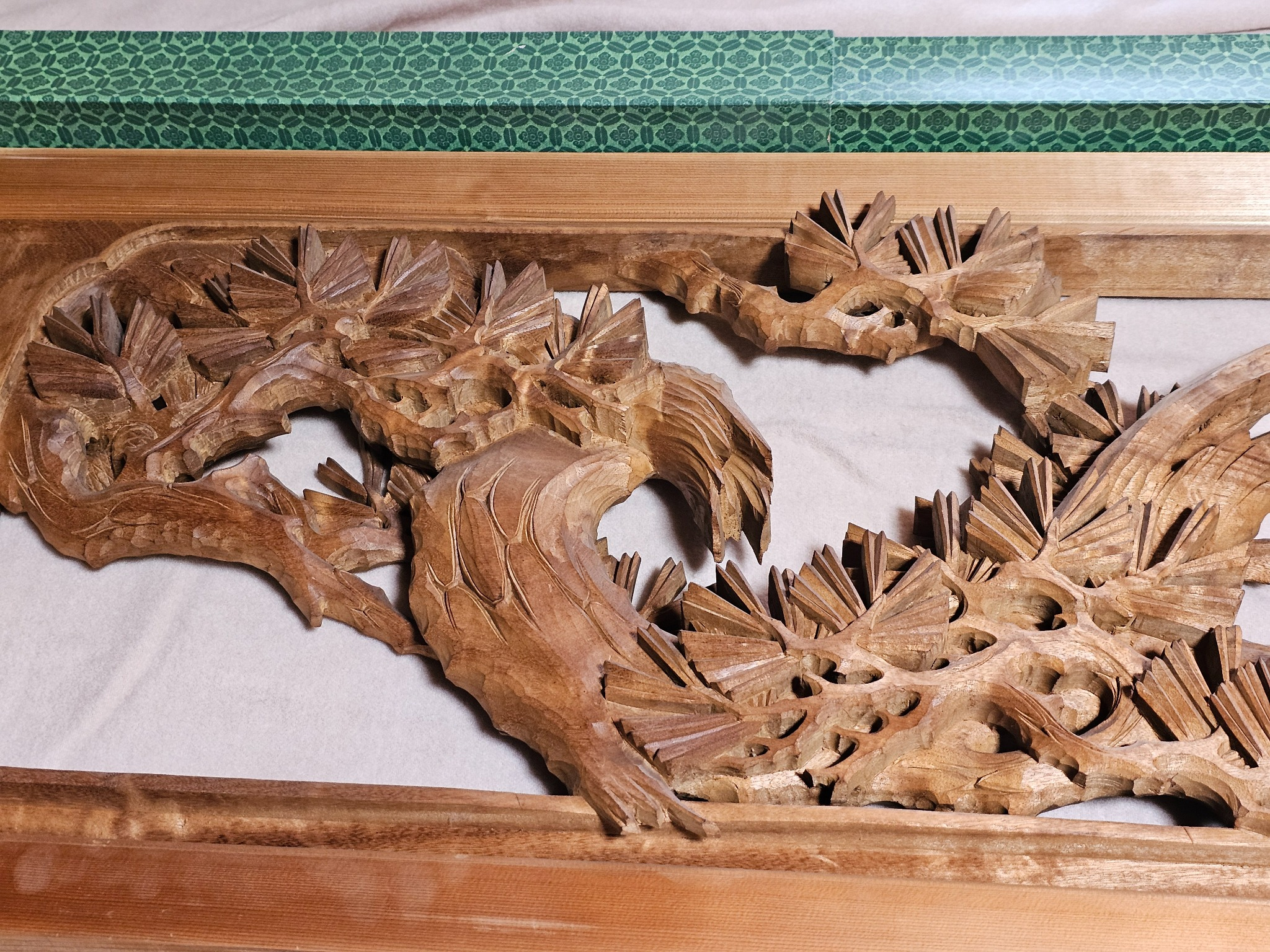 Ranma close detail with pine carving.
