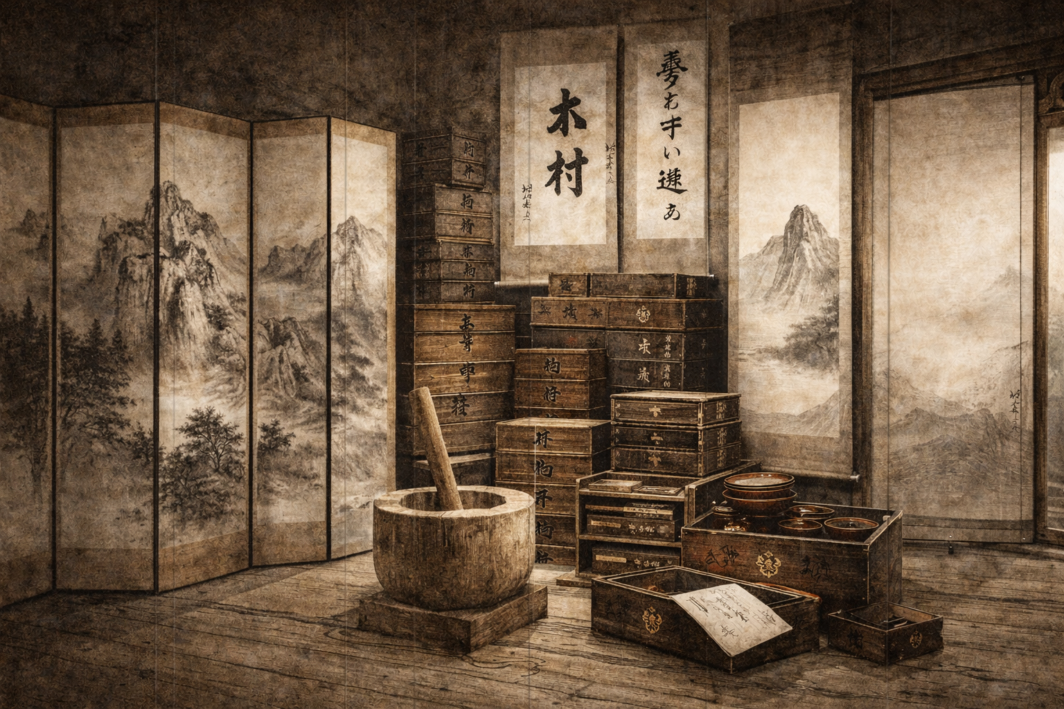 AI family kura collection six-panel screen.