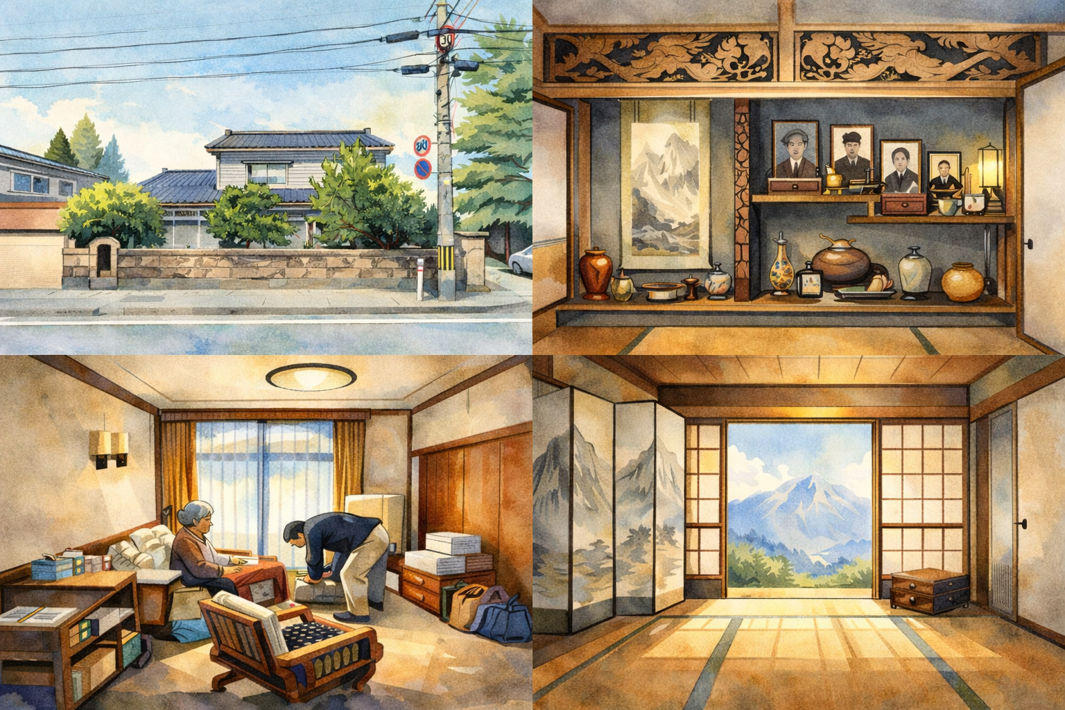 Watercolor AI imagination of the Hanasaki home.