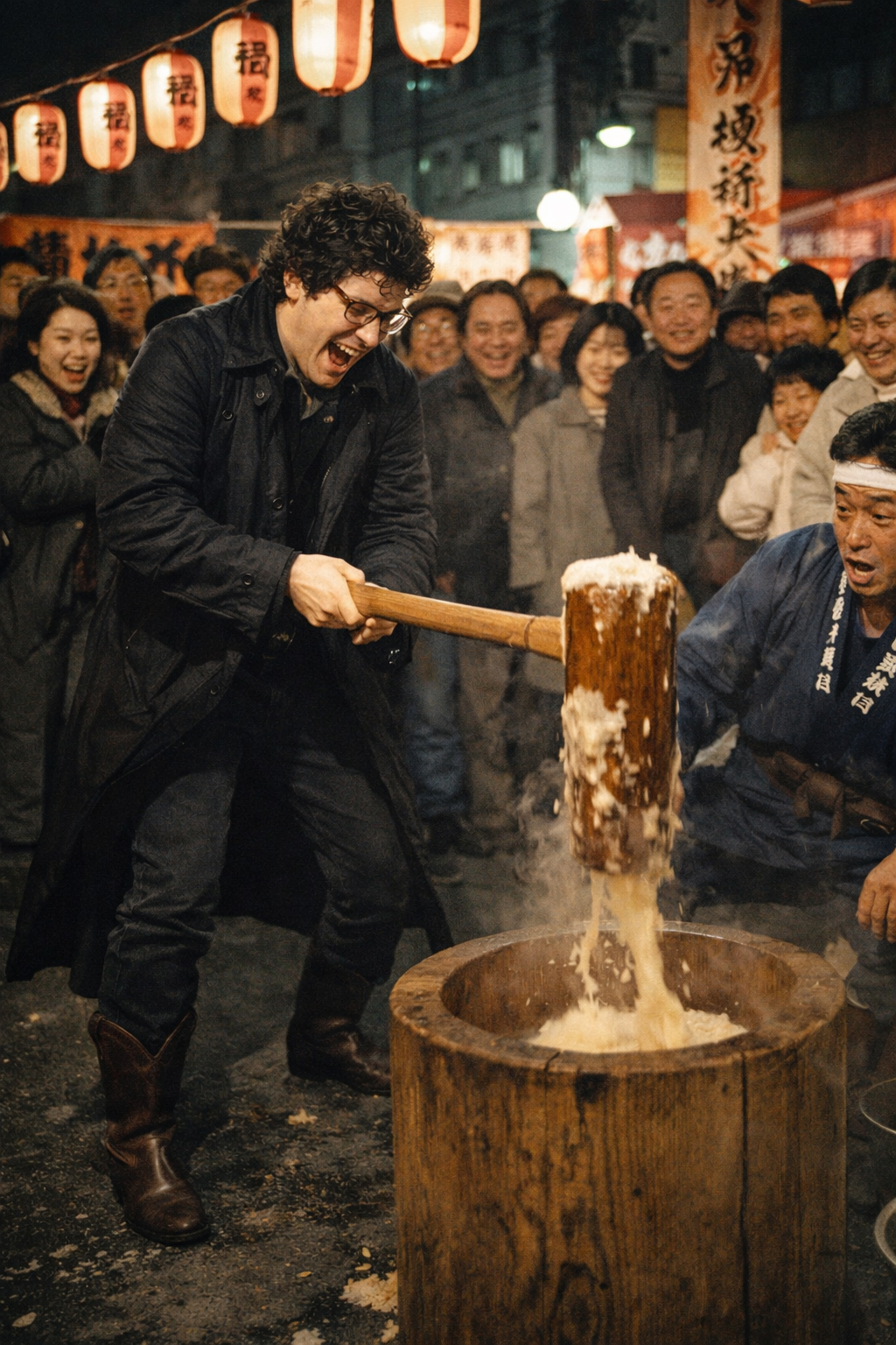 AI image of Brad making mochi.